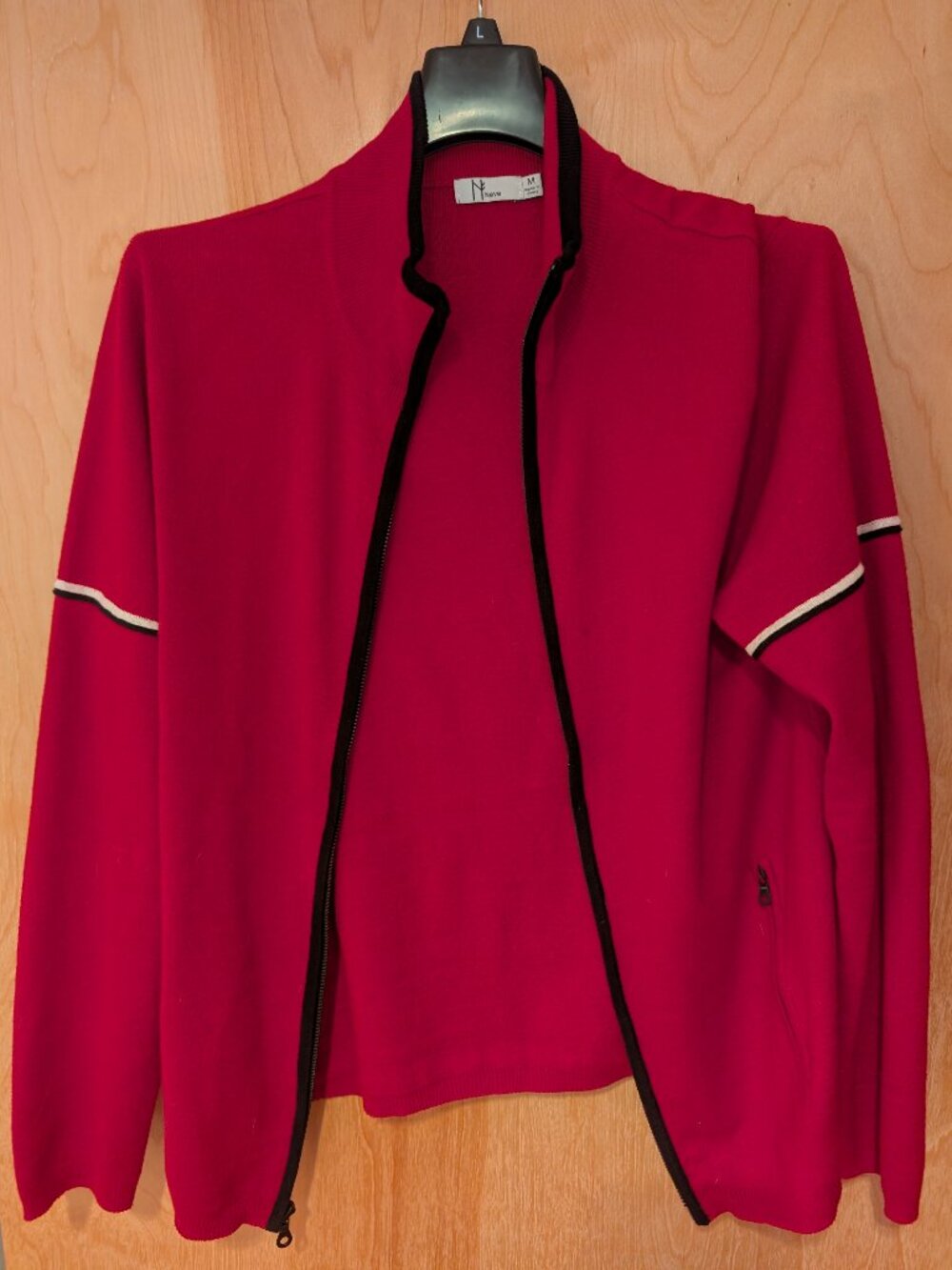 Neve red apres-ski full zip cotton-wool sweater M